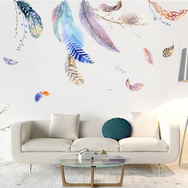 

feather series ins wind wall stickers sofa background wall decoration painting naklejki na sciane sale