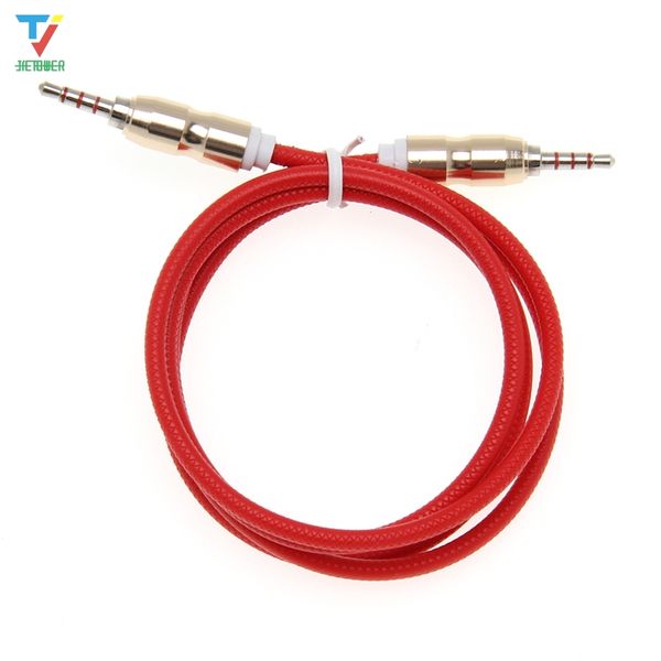 

100pcs/lot 3.5 jack audio cable jack 3.5 mm male to male bullet head audio aux cable for iphone car headphone speaker 4 wire line aux cord