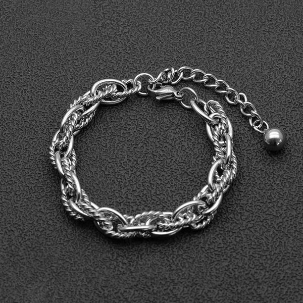 

titanium steel twist chain bracelet men's stainless steel bracelet customized europe and america jewelry new fashion accessories wholes, Black