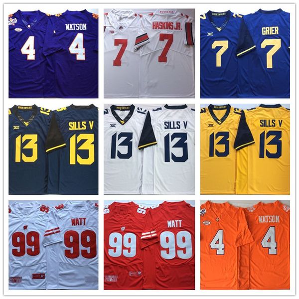 

NCAA Clemson Tigers 4 Watson Ohio State Buckeyes 7 Haskins Jr. Will Grier 13 Sills V Wiconsin Badgers 99 Watt College Football jersey