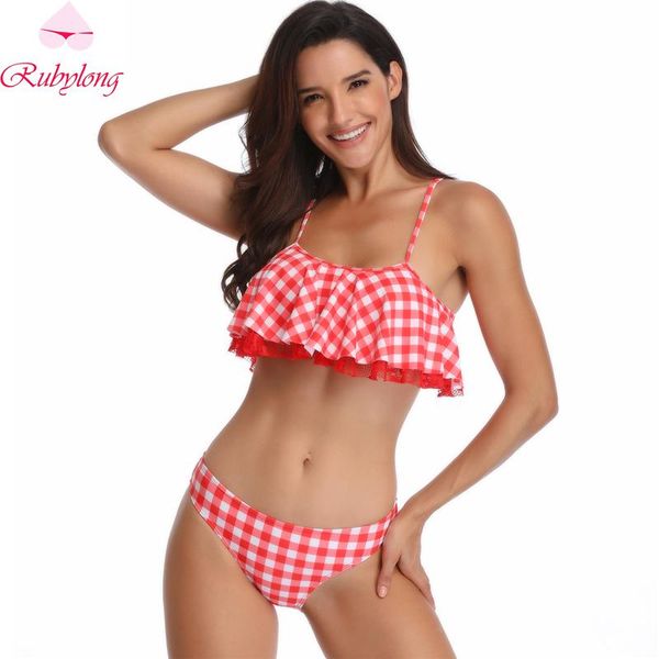 

rubylong tassel bikini women high neck swimsuit female push up swimwear halter bikini set vintage bathing suit beachwear, White;black