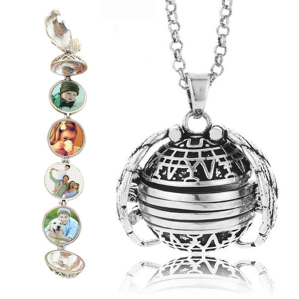 

10pcs new fashion creative can open phase box p multi-layer folding wings pendant p locket necklace t-51, Silver