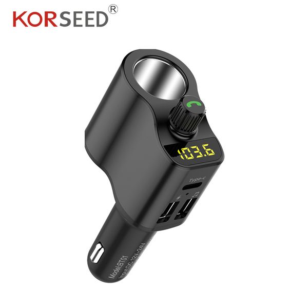 

korseed car fm transmitter bluetooth handscar kit dual usb output with expansion of cigarette lighter port audio mp3 player