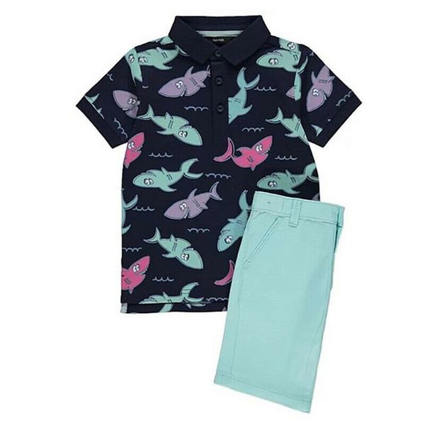 

summer baby kid boy shirt +shorts pants gentleman outfit clothes 2pcs set, White