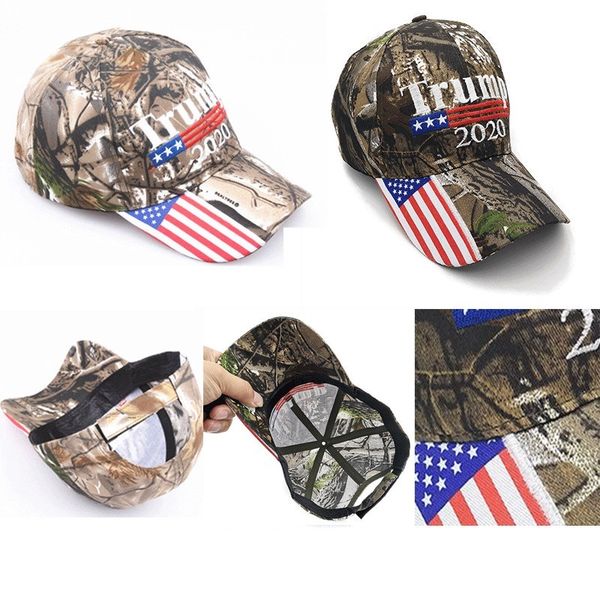 Горячий Camo Дональд Трамп 2020 Hat Make America Great MAGA Caps Флаг США Вышивка Письмо Snapback Камуфляж Мужчины бейсболку для женщин Женский