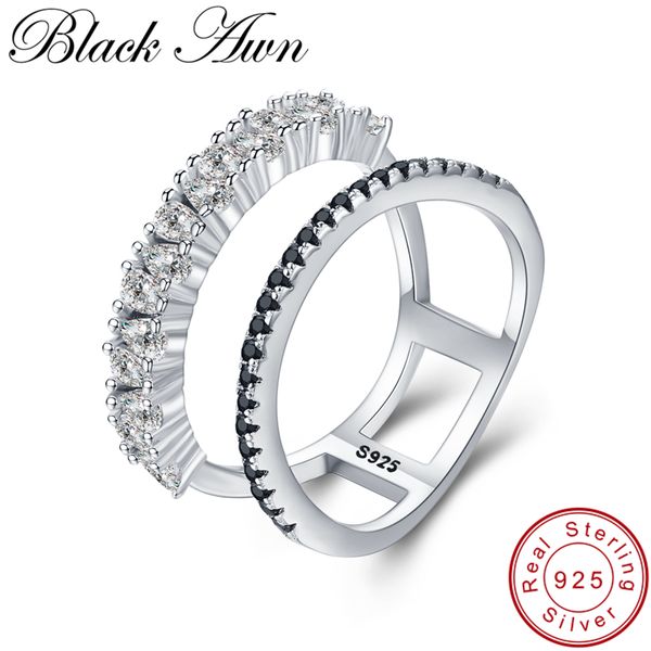 

black awn] 925 sterling silver jewelry engagement rings for women hollow finger ring silver 925 jewelry g068, Golden;silver