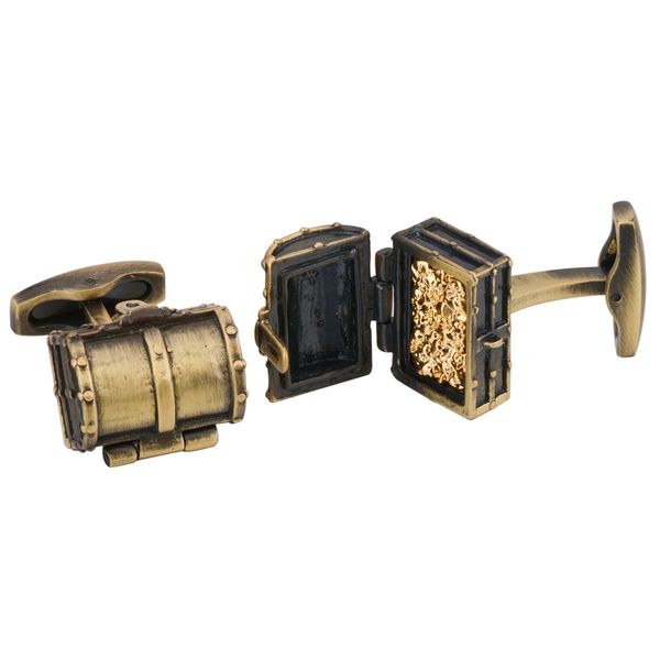 

1 pair of brass cufflinks shaped treasure box - men's jewelry gift, Silver