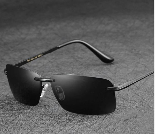 

men's polarizer metal sunglasses classic frameless glasses anti-glare sunglasses driver's mirror, White;black