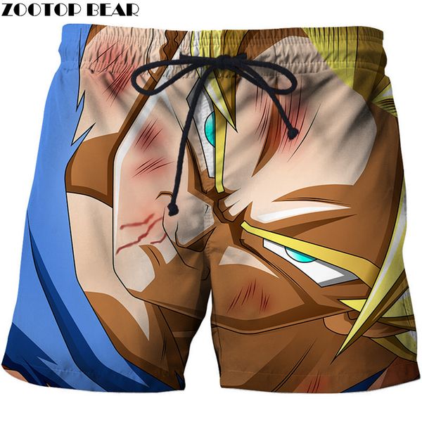 

smile hurted anime 3d print beach shorts men casual board shorts plage quick dry swimwear streetwear dropship, White;black