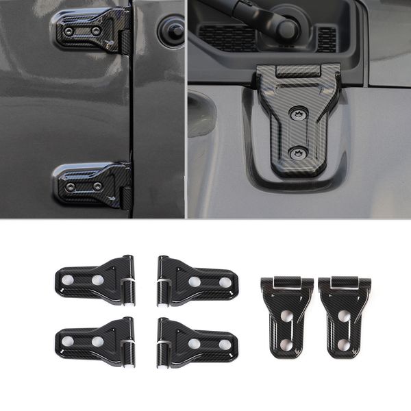 Charnière de porte en Fiber de carbone ABS, Version 2 portes, décoration, 12 pièces, pour Jeep Wrangler JL 2018 + sortie d'usine, accessoires extérieurs automobiles de haute qualité