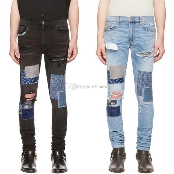 

brand new mens designer jeans luxury jeans men women distressed zipper ripped denim pants mens designer pants size 29-42, Blue