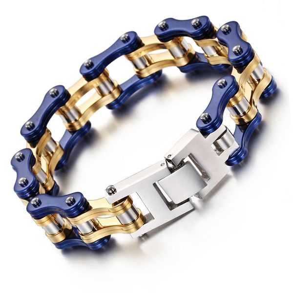 

bicycle bracelet trend gold blue thick cycling chain titanium steel bracelet jewelry wholesale, Black