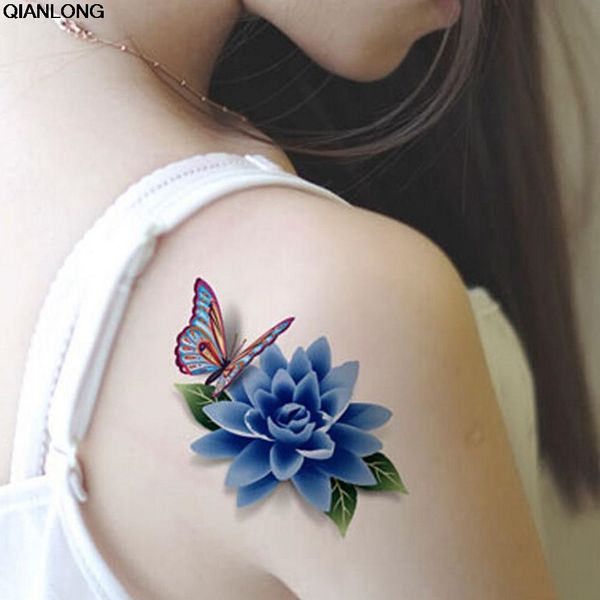 Acheter 1 Feuille De Mode Hommes Femmes Faux 3d Tatouage Beau Papillon Rose Body Art Flash Tatouages Temporaires étanche Autocollants De 276 Du