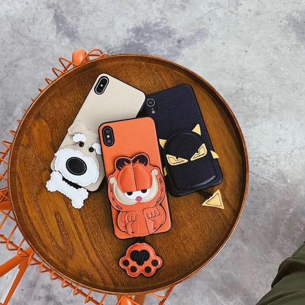 

nice luxury designer leather garfield dog case for iphone xr case for iphone 11 pro max for iphone x xr xs max 6 7 8 plus small pendant
