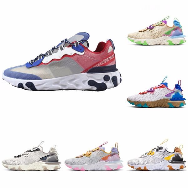 

new ashion react element running shoes fo men women light bone triple black royal solar team red mens trainers sports sneaker runner s#07137