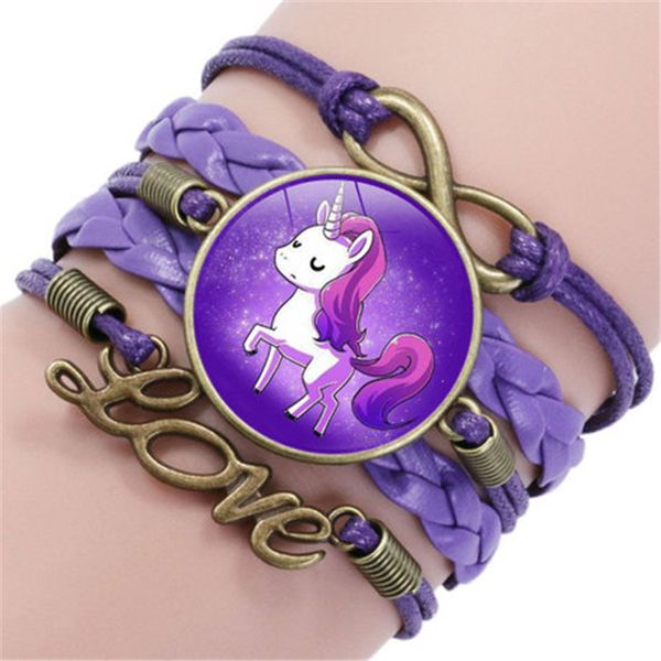 

unicorn bracelet 2019 kids animals accessories baby girl weaving cute leather cartoon jewelry gifts for children dhl zfj566, Red;brown