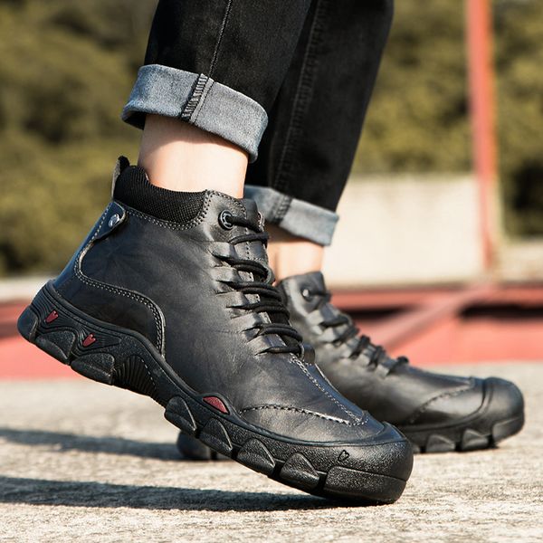 

big size 38-56 oxfords shoes winter new men boots vintage plush college style men shoes casual fashion lace-up warm boots, Black