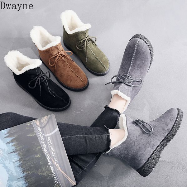 

2020 new female short tube plus velvet tie round head comfortable wild snow boots, Black