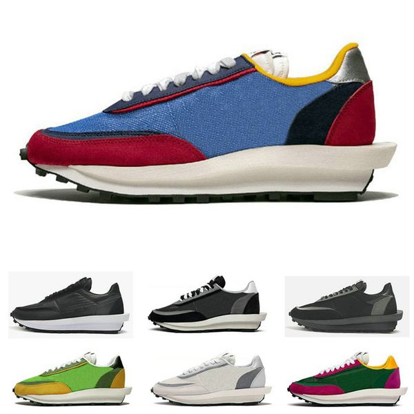 

sacai ldvwaffle daybreak mens running shoes for male female designer sneakers golf grey green gusto varsity blue triple black sport trainers, White;red