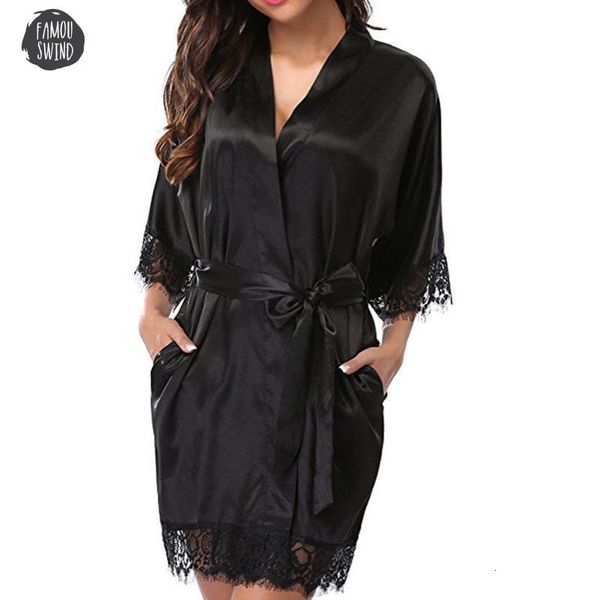 

sleeve solid sleepwear robe half women faux silk pajama night dress nighties nightdress nightgown nightwear nightshirt bathrobe, Black;red