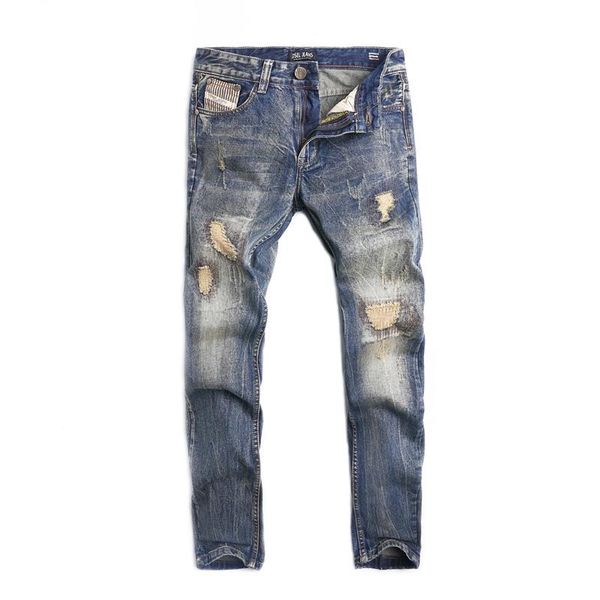2019 High Street Fashion Mens Jeans Vintage Designer Straight Fit