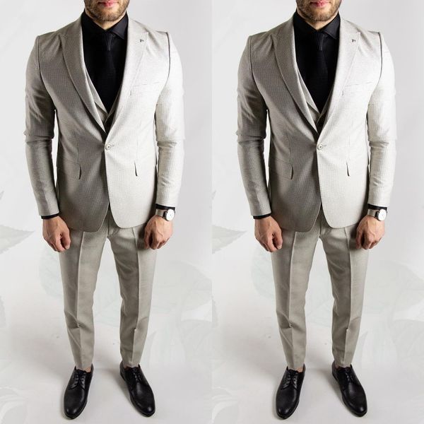 

latest mens wedding tuxedos groom wear business blazers jacket peaked lapel custom made 3 pieces (jacket+vest+pants), Black;gray