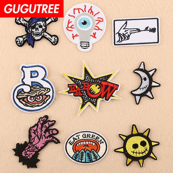 

gugutree one set embroidery sun moon hand eyes patch animal patches badges applique patches for clothing dk-49, Black