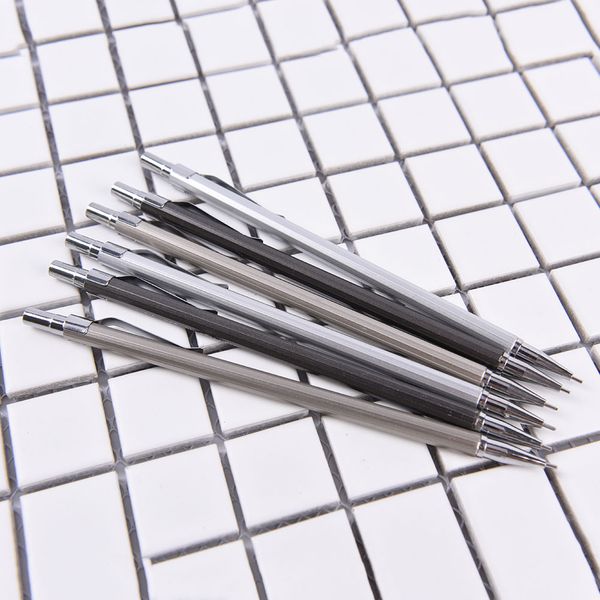 

0.5/ 0.7mm automatic drafting pencil, lead size, metallic black sliver barrel mechanical pencil, Blue;orange