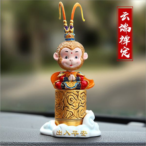 

new resin the monkey king car interior ornament shaking head figure hand drawing interior car accessories sun wukong gifts