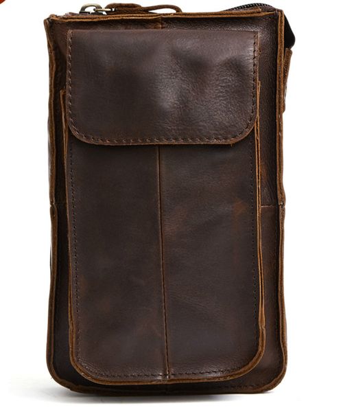 

winsun 2019 men's waist packs genuine leather messenger crossbody bags funny waist belt bag multifunction travel male hip bag6345