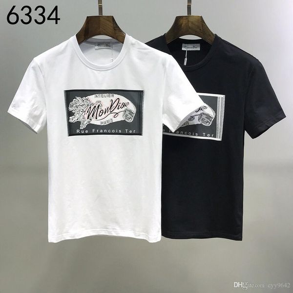

2020ss spring and summer new high grade cotton printing short sleeve round neck panel t-shirt size: m--xl-xxl-xxxl color: black white q31, White;black