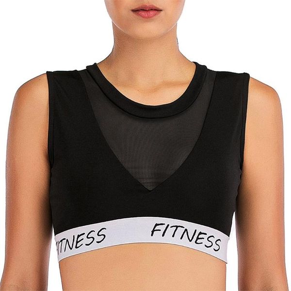 

sports bras for women breathable running yoga fitness clothes round neck vest with pad hb88, White;black