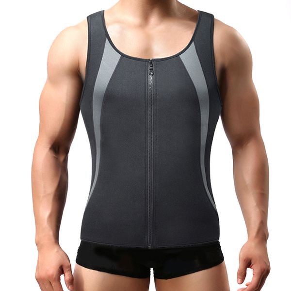 

newly men sports vest zipper sleeveless body shaping fast dry sweat-absorption do99, White;black