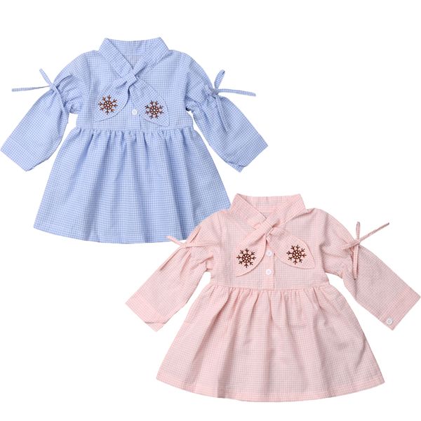 

toddler kid baby girl clothes dress ear collar bowknot long sleeve solid a-line plaid dresses 12m-4y, Red;yellow