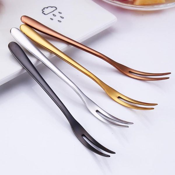 

304 stainless steel fork cake dessert cafeteria tableware two-tine fruit salad mooncake forks tableware kitchen accessories