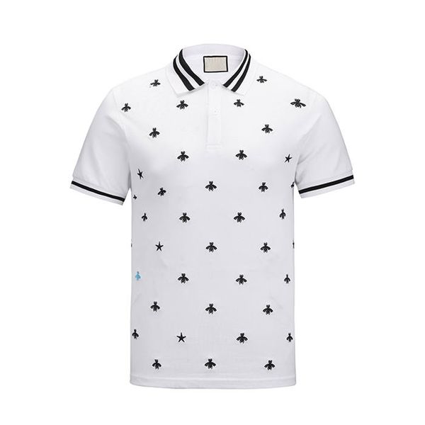 

весна роскошь italyfree доставка высокое качество воротник с коротким рукавом футболка с принтом хлопок мужской роскошной моды мужская футбо, Black;brown