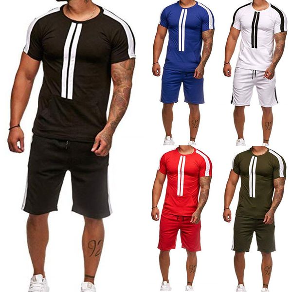 

2 шт. мужчины лето короткий спортивный костюм спортивный костюм футболка топ футболка шорты брюки великобритания, Gray