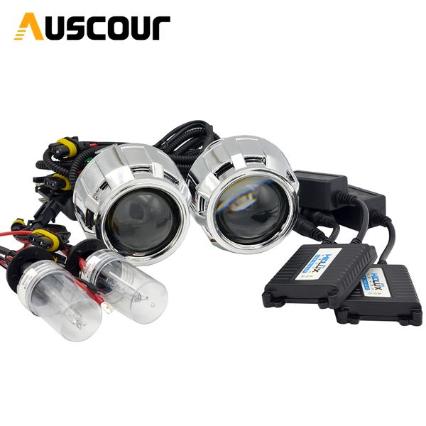 

2pcs 2.5 inch hid bixenon projector lens shroud 35w 5000k xenon ballast bulb car assembly kit fit for h1 h4 h7 car model mofify