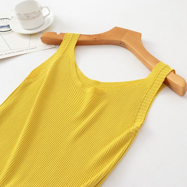 

knitted tank women 2020 summer new solid stitching camis sleeveless outer wear sling slim shirt trend tank new, White