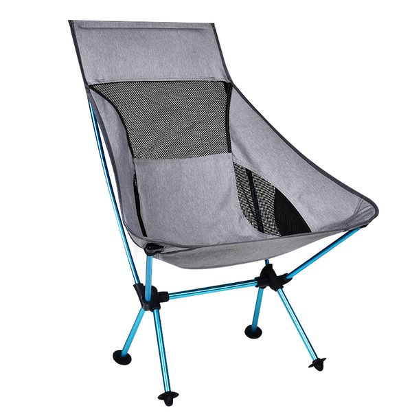 

portable gray moon chair fishing camping stool folding extended hiking seat with pocket ultralight office outdoor home furniture