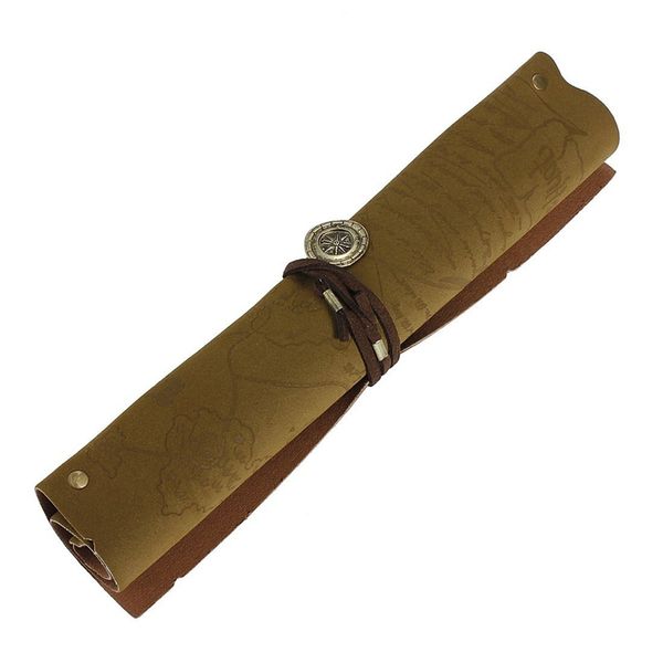 

pirate roll pen pencil case treasure map boy kid party bag gift favor pouch brown