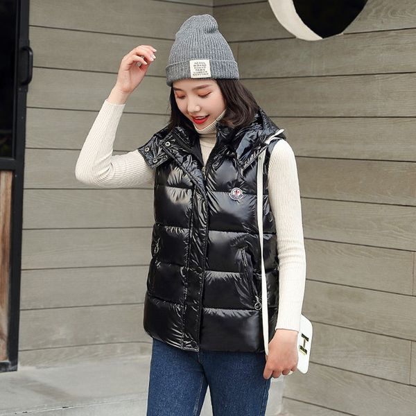 

bright face cotton vest female coat winter short 2019 new fashion women outerwear wild vest outside wearing women jacket, Black;white
