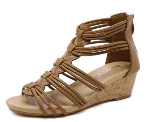 

2019 women's sandals in summer with new style slope heel middle heel thick bottom @95, Black