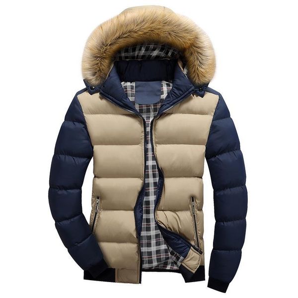 

2018 new winter jacket fur collar men's down jacket cotton-padded coat thickening jacket parka men manteau homme hiver, Black