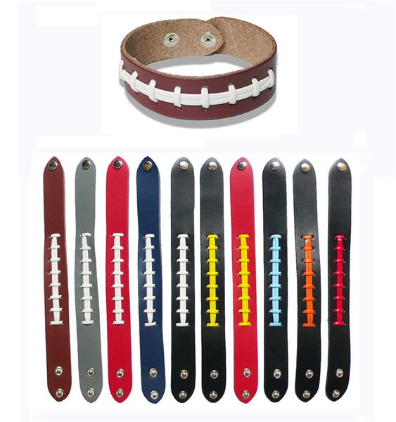 

fashion pu leather wristband bracelet softball weave print bangles wrist strap men women outdoor sports wrist rope hand accessories e3406, Red;brown