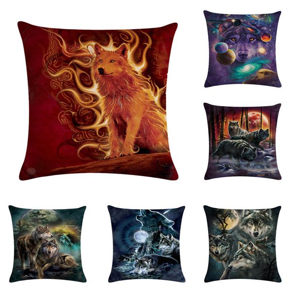 

45 * 45cm ferocious wolf pattern animal cushion cover for home decoration, square sofa pillowcases
