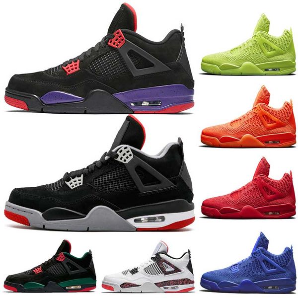 

purple raptors bred 4 4s mens basketball shoes mesh knit red royal orange volt cool grey monsoon blue trainers sneakers, White;red