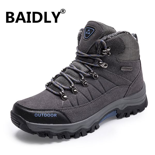 

winter boots new men boots men shoes plush warm snow winter footwear hiking shoes male adult, Black