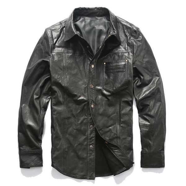 

read description asian size men's suede leather outwear mens goat leather jacket, Black
