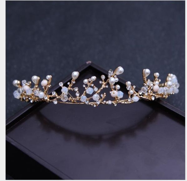 

golden crystal crown headdress bride wedding dress banquet jewelry, Slivery;golden